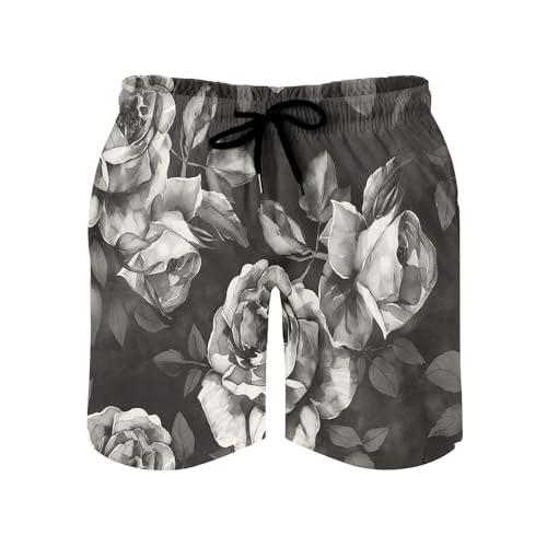MGDIFYXAA Hombre Plantas De Flores Retro Bañador Natacion con Bolsillos Pantalones Cortos de Playa Elásticos de Secado Rápido para Hombre con Cordón y Calzoncillos de Malla Interior XL