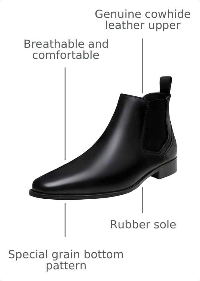 Image of Jousen Men's Chelsea Boots Polished Premium Leather Ankle Dress Boots Classic Retro Slip On Boots for Men