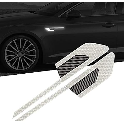 TOMALL 2 Pcs 3D Strong Reflective Stripe Stickers for Car Fender Bumper High-Intensity Night Visibility Reflective Decal Safety Warning Diamond Grade Carbon Fiber Universal for Car Truck SUV (White) Cover