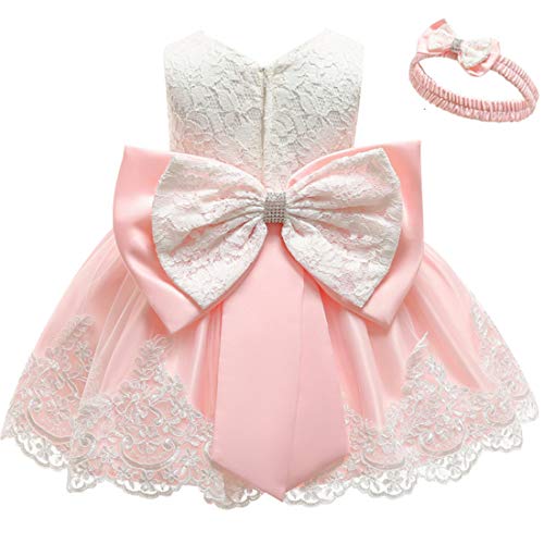 FKKFYY Princess Dresses for Girls 6-12 Months 9 Months Baby Girls Dresses Blush Pink Pageant Party Holiday Dress for Girls Dresses Sleeveless Birthday Fancy Tutu Dress Cute (Pink 12M)