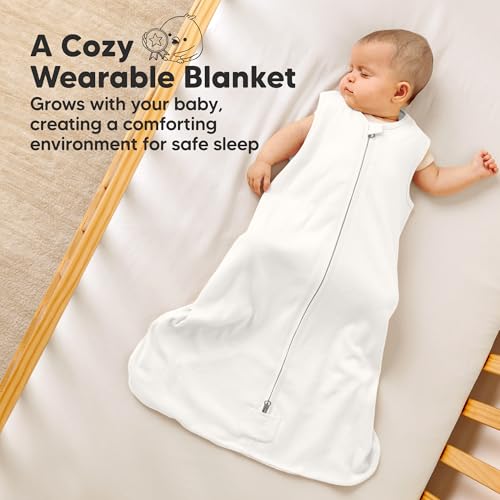 Image of 2-Pack Baby Sleep Sacks, Zipper Wearable Blanket - 100% Organic Cotton 0.5TOG, Soft Lightweight Toddler Sleeping Sack 12-24 months, Easy to Wear Newborn Swaddles Sleepsack (Soft White, L)