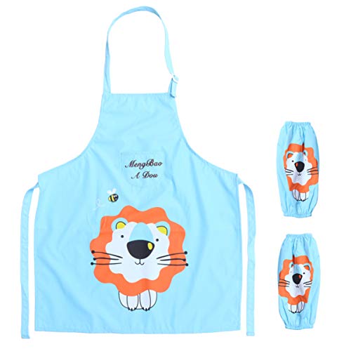 KONTONTY Delantal Chicos Pequeño Almuerzo Alimentación Para Con Bata De Pintura Blue Poliéster