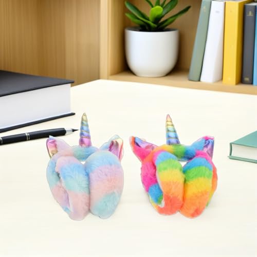 Orejeras de arcoíris TOYANDONA para mujer pack de 2 piezas regalo de invierno 5