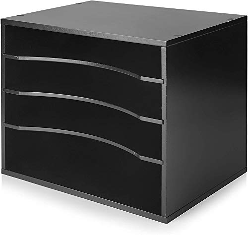 Julie-Home Wood Desktop Organizer Letter Tray File Mail Sorter,Black