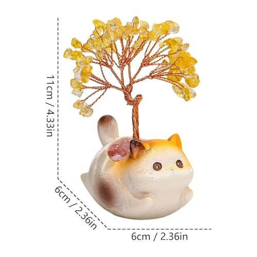 Figurine chaton mignon citrine et arbre minéral haut de gamme - 6
