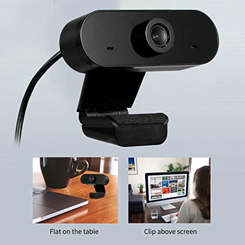 Cucudy Full HD 1080P Webcam USB Mini Câmera de Computador Microfone Embutido, Rotativo Flexível, par