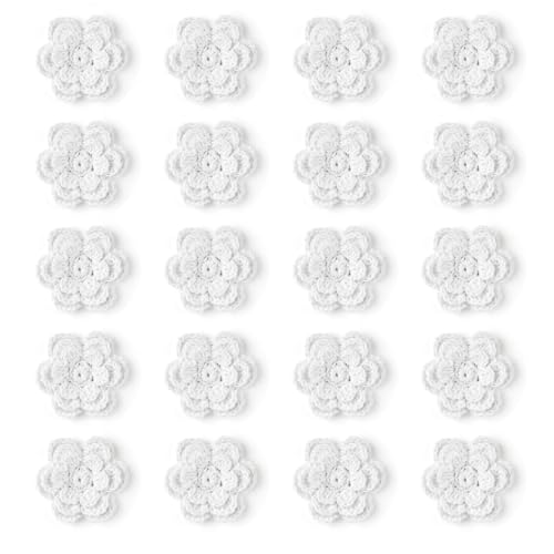 20pcs Handmade Crochet Flower six Petals Three Layers 2.2" Flowers