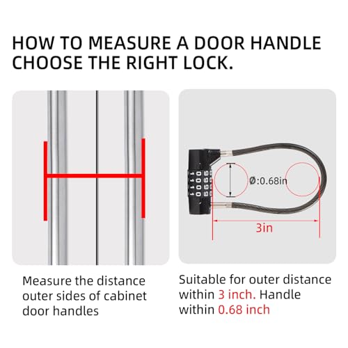 Image of Combination Lock Cable Lock with 4 Digits Cabinet Lock with 3.5 inch Cable Length Twist 3.5 inch Length Durable Cable Ideal for lockers, Gym, Toolbox, Case Small Size (3.5 inch)