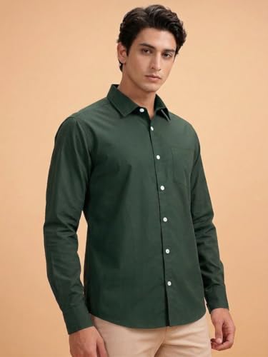 Image of Cozytton Men's Pure Cotton Solid Stylish Casual & Formal Wear Shirt | Stylish Regular Fit Full Sleeve Comfortable Office Party Trendy Shirt - Multi Color