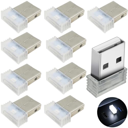 車 USBライト, CTRICALVER 10個 USB雰囲気ライト, USB ミニLEDライト, プラグイン5Vライト USB LEDライト 車内, ほとんどのUSBインターフェース車両または機器に適しています (ホワイト)