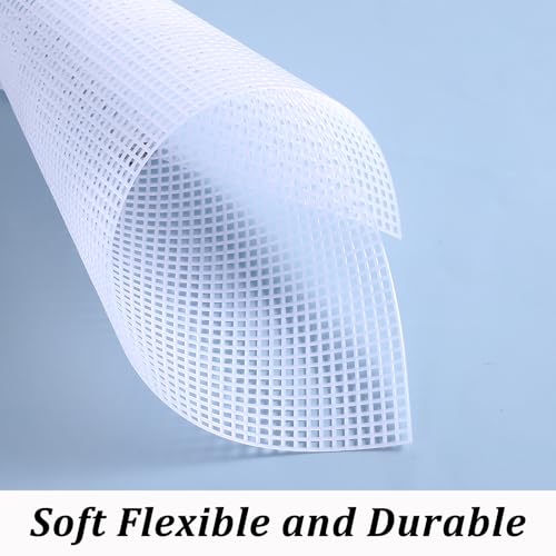 Image of JIYIN 4 Pcs 4 Count Plastic Mesh Canvas Sheets for Embroidery, Plastic Needlepoint Canvas, Eye Mesh for Acrylic Yarn Crafting Knit Crochet Projects and Make Aquarium Dividers(White 11.8x7.9'')