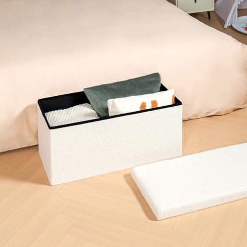 Pouf Cube Velours Pliable avec Rangement 80 cm Bailey