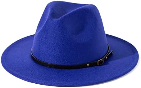 Lisianthus Women Belt Buckle Fedora Hat Royal-Blue