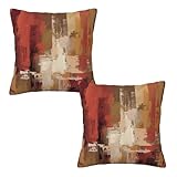 Lcokin Burnt Orange Abstract Throw Pillow Covers 18x18 in Set of 2, Decor Art Painting Orange Pillow Case Square Cushion Covers for Sofa Bed Couch Living Room