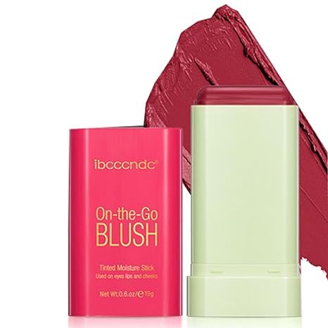 Cream Red Blush Stick,Multi-Use Makeup Milk Blush Stick,Long Lasting Natural Blush Makeup 2-in-1 Cheek and Lip Tint,Waterproof Vegan Tinted Moisturizer Matte Blush Stick for Cheeks and Lip