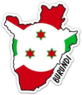 Squiddy Burundi Map with Flag - Vinyl Sticker Decal for Phone, Laptop, Water Bottle - 3"