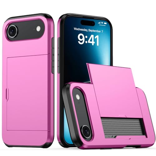 アーマー 耐衝撃 電話ケース iPhone 17 Pro Max 17 Air 17 Pro 17 PC+TPU ケース 保護カバー プラグイン 電話 カバー ファンダ シェル ピンク iPhone17 Pro用