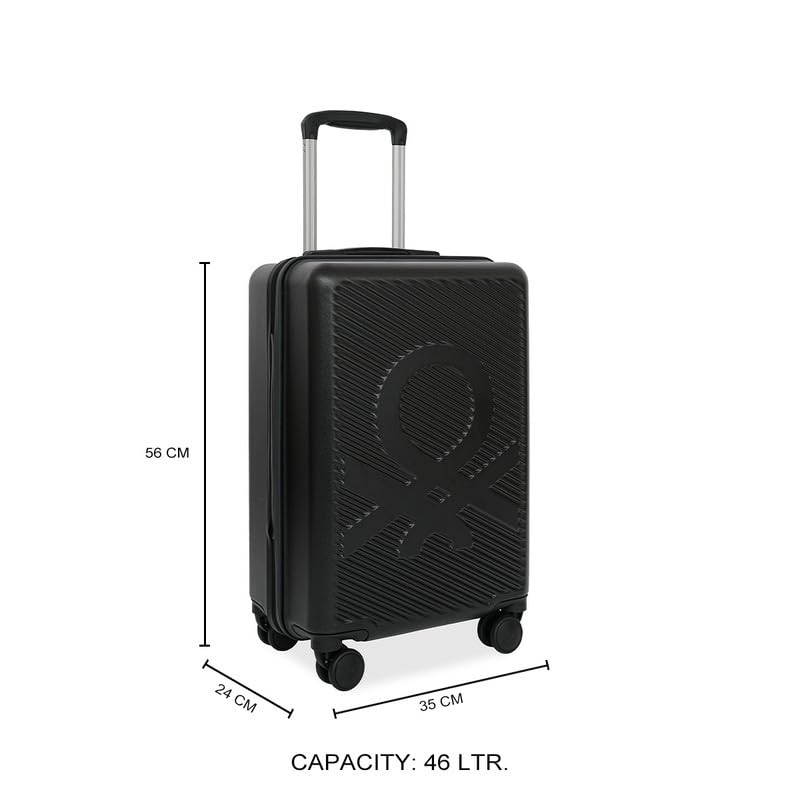 Image of United Colors of Benetton Hard Luggage Glide Set of 3 (Cabin, Mid & Cargo) - Black | PC Carry-On Trolley Bag | TSA Lock & 360 Spinner Wheels Suitcase | Telescopic Handle | Water Resistance
