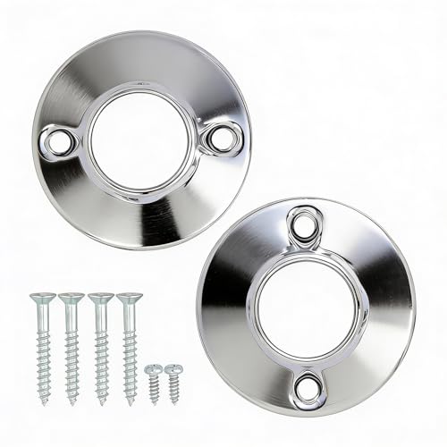 Image of HIGHCRAFT Shower Curtain Rod Flange, Screws Included, Chrome Plated Steel