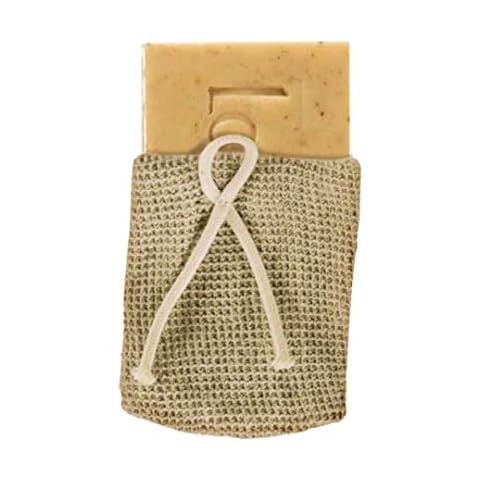 Loelle Exfoliating Soap Bag - 2 in 1 Soap Holder & Skin Exfoliator for Soft Skin and Longer Lasting Bars of Soap, Drawstring Bags Made from Linen, Cotton, Elastane Mesh, Suitable All Skin - 1pcs Cover