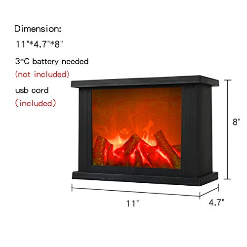 11x4.7x8 Inch Fireplace Lanterns Decorative Flameless Portable Led Lantern Battery Operated and USB Operated 6 Hours Timer Included Indoor/Outdoor(No Heater Function)