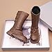 Girl's Classic Tall Riding Boots Mid Calf Side Zipper Back Buckles Combat Boot Fashion Vintage Outdoor Hiking Shoes