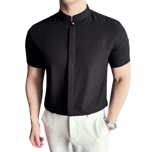 Chemise chinoise en lin et coton retro pour homme elegante