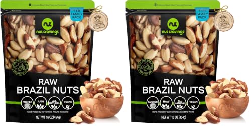 Image of NUT CRAVINGS - Raw Brazil Nuts, Unsalted, No Shell, Whole, (16oz - 1 LB) Packed Fresh in Resealable Bag - Kosher Healthy Snack, Food Assortments (Pack of 2)