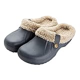 DOUUCO Damen Clogs Gefüttert Herren Winter Warme Hausschuhe Wasserdicht Gartenclogs mit Fell Flauschige Gartenschuhe Pantoffeln Plüsch Schlappen Pantoletten rutschfeste Indoor Outdoor Winterschuhe