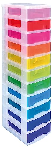 Really Useful Box Plastic Storage Storage Tower 11x7 Litre Clear Frame with Rainbow Drawers product thumbnail 4