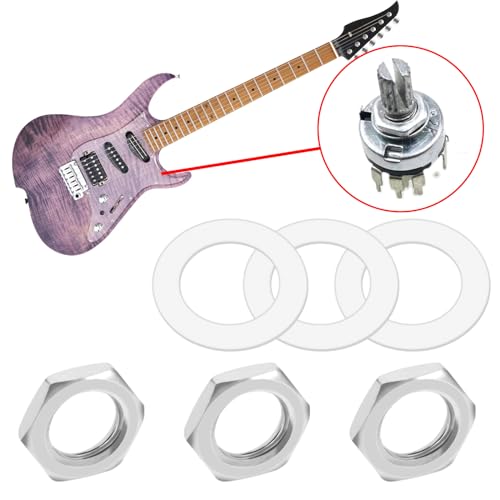 LT Easiyl 20x Guitar Potentiometer Accessories Guitar Bass Case Hex Nuts and Washers Zinc Alloy for 24mm Large Metric Potentiometers Metric M8 - Image 2