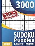3000 Sudoku: Puzzles Leicht - Mittel | Großes Sudoku Buch für Erwachsene | Band 90