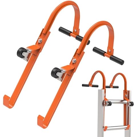 Ladder Roof Hook 2 Pack with Wheel Heavy Duty Steel Ladder Stabilizer, Roof Ridge Extension, Wheel Rubber and Rubber Grip T-Bar for Damage Prevention, for Damage Prevention,Able to Bear 500 Pounds Cover