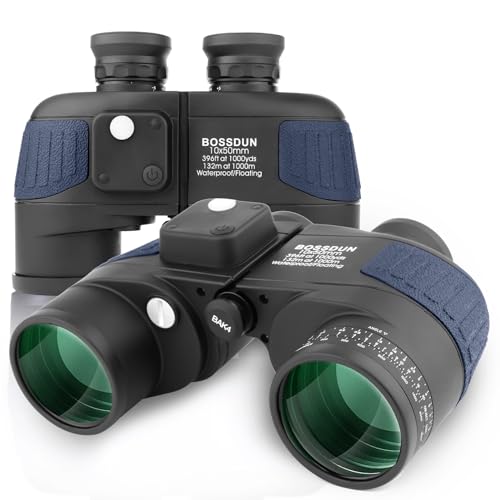 BOSSDUN 10x50 Marine Fernglas,Fernglas mit Nachtsicht Entfernungsmesser und Kompass, für Wassersport-Enthusiasten und Hobbysegler, inklusive Bereitschaftstasche, Staubschutzkappen und Trageriemen (L)