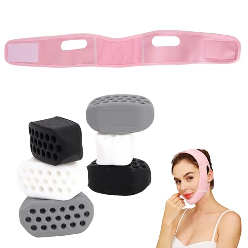 FIDWALL Mascarilla V Line y Set de Ejercicio de Mandíbula, 6PCS Entrenador con 3 Niveles, Reductor de Papada, Lifting Facial, Correa para Dormir, Jawliner para Hombres y Mujeres