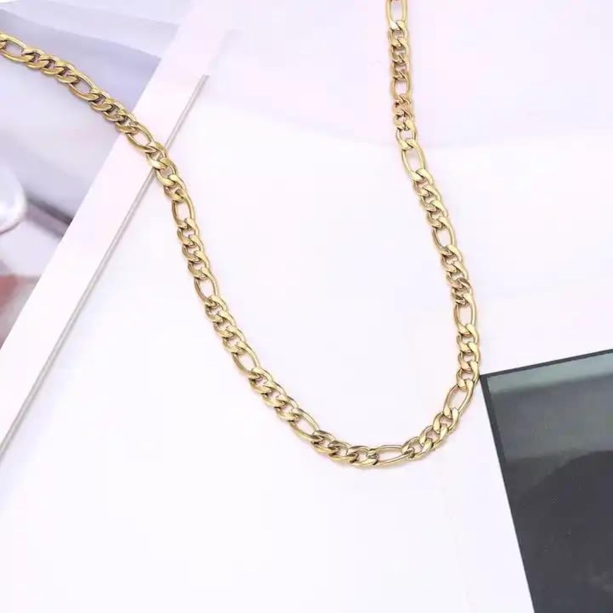 Stylish Long Stainless Steel Gold Chain Necklace for Men