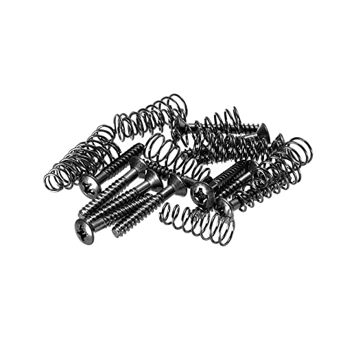 PATIKIL ギターピックガード 取り付け用ネジ スプリング付き M3x22mm ネジ シングルコイル ピックアップリング 取り付けネジ 電子ギター用 ブラック 12個入り
