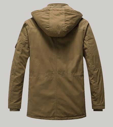 Image of L'MONTE Men's Imported Heavy-Duty Winter Jacket - 100% Cotton Coat with Fleece Lining, Detachable Hood & Multiple Pockets - Windproof, Warm, Stylish for Outdoor & Casual Winter Wear