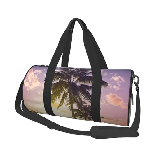 Travel Duffle Bag Weekender Bags for Men Women with Shoe Compartment Large Capacity Weekender Overnight Bag Summer Palm Tree Carry On Tote Bags Sport Gym Bag for Travel Yoga, Black, One Size