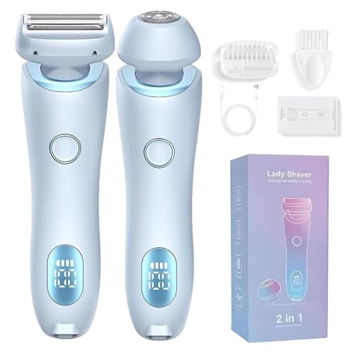 Elorixa Shaver,The Smooth Shave pro,2 in 1 Electric Shaver Razors for Women,Women's Bikini Trimmers,Women Electric Shaver,Wet and Dry Use(Blue)
