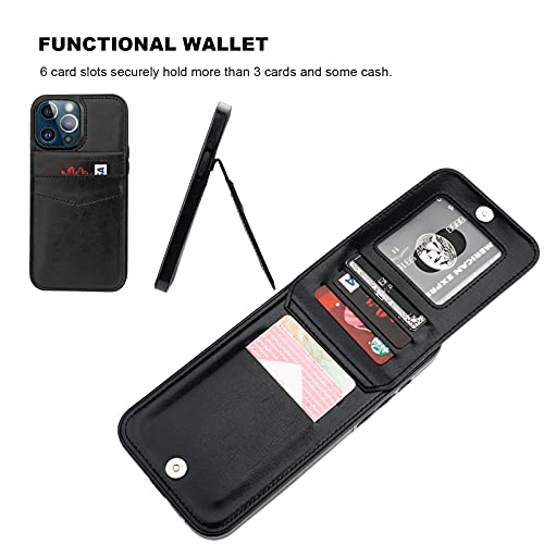 Kihuwey Compatible With Iphone 13 Pro Max Case Wallet With Credit Card Holder, Premium Leather Magnetic Clasp Kickstand Heavy Duty Protective Cover For Iphone 13 Pro Max 6.7 Inch(Black) #TOP3