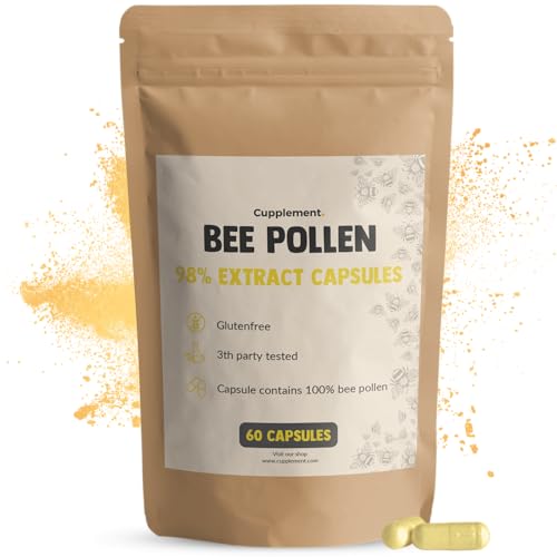 Cupplement - Cupplement 60 gélules de pollen d'abeille 98 % d'extrait 500 mg par capsule - pollen d'abeille - poudre - miel - vitamines - système immunitaire - antioxydants - Niveau d'énergie - Vegan - Supplément