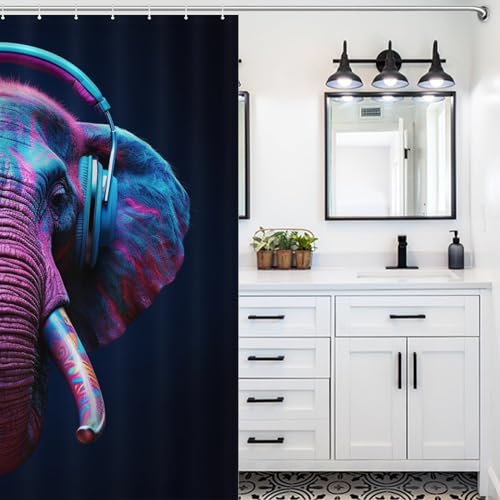 Rideau de douche éléphant en polyester imperméable 183x183cm lavable - 5