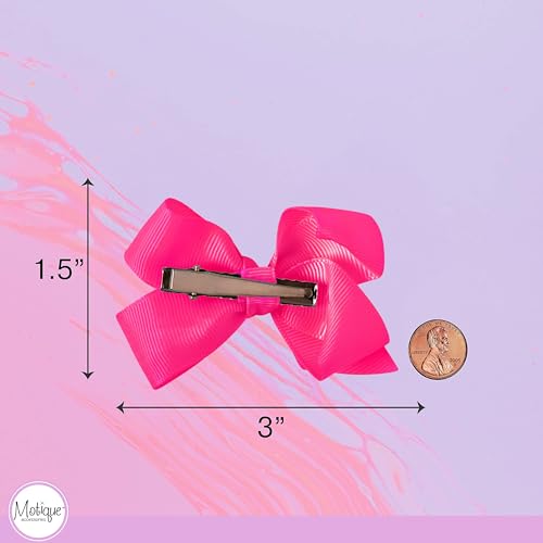 Image of Small Solid Bow for Girls - Set of 12 (Hot Pink)