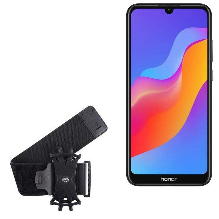 BoxWave Holster Compatible with Honor Play 8A - ActiveStretch Sport Armband, Adjustable Armband for Workout and Running - Jet Black