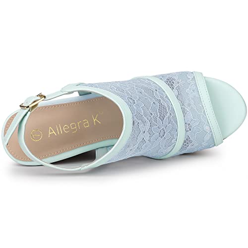 Sandales compensées bout ouvert bleu fleur 40.5 talon stable - 4