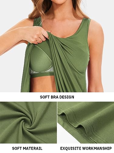 Image of Air Curvey Tank Tops for Women Build in Bra Casual Flowy Tank Pleated Loose Fit S-XXXXL