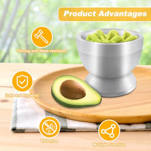 Xpieoyrm Mörser mit Stößel Set, Lebensmittelecht Pestle and Mortar 304 Stainless Steel Mit Kunststoffabdeckung, Klein Gewürzmühle Brecher, Kräutermühle für Gewürze, Pestos oder Pasten