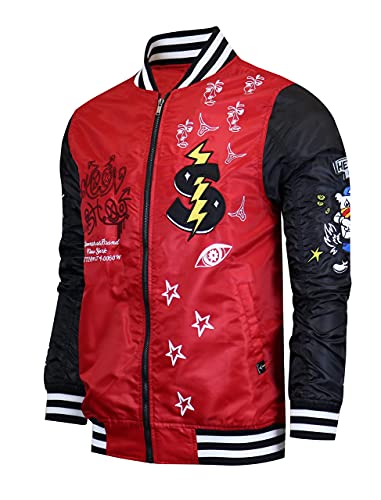 Image of SCREENSHOT Hip-Hop Urban NYC Fashion Bomber Jacket - Modern Outdoor Lightweight Streetwear Graffiti Print Zip Up Top