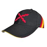 Durabol Gorra de Béisbol España con Cruz de Borgoña, 6 Paneles, 100% Algodón Peinado, Ajustable, con Bandera Española, para Deportes, Golf, Tenis, Uso Diario (FR/ES, Letras, Talla única, Negro)
